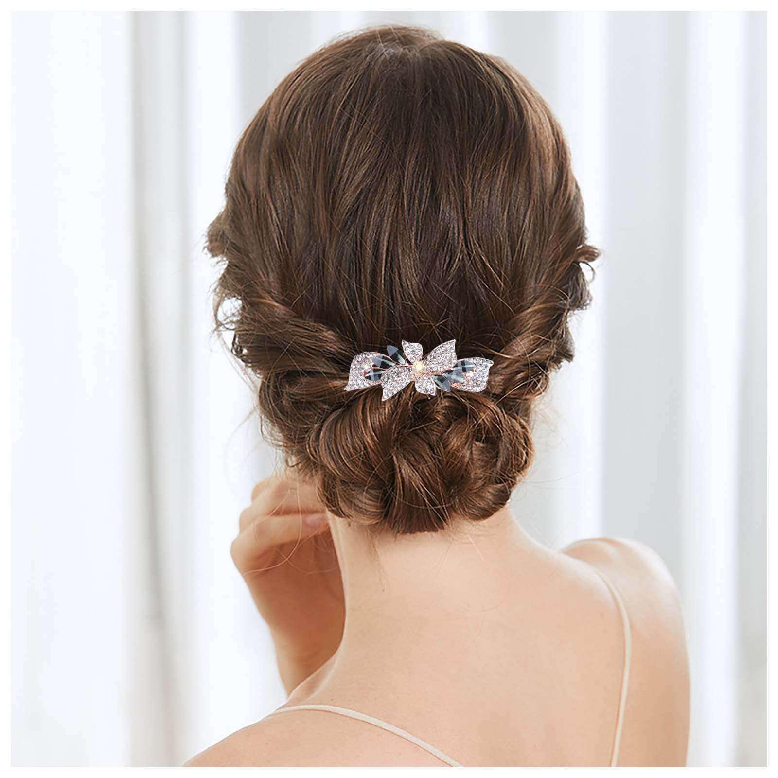 Vintage Crystal Wedding Hair Barrette Clips - Sparkly Rhinestone Floral Hair Accessories for Brides, Bridal Party & Special Occasions | Elegant Hair Jewelry for Weddings, Prom & Formal Events