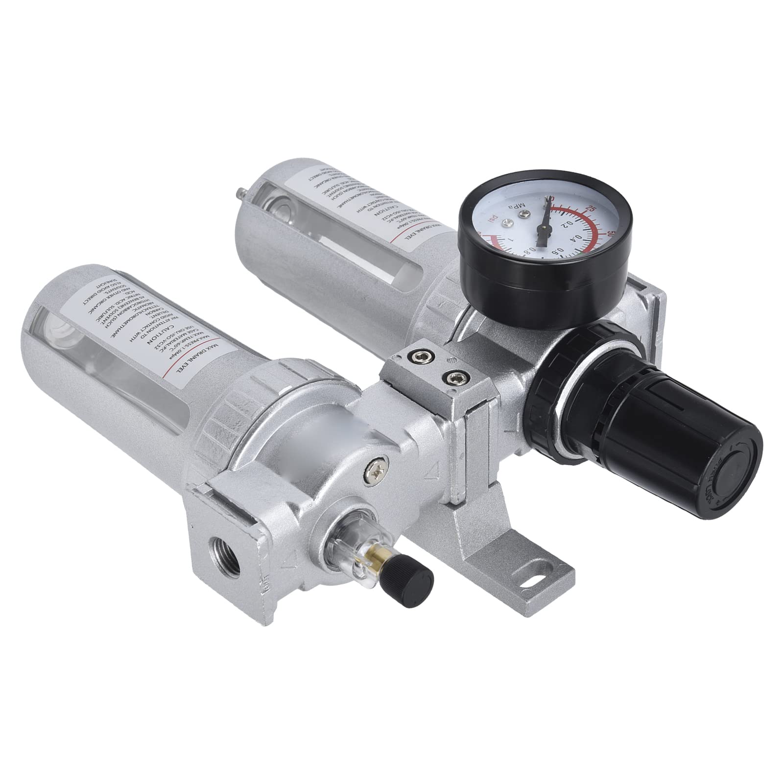 SFC400 Compressed Air Filter Regulator Combo with Transparent Lubricator Cup - Industrial Grade Pneumatic Tool Pressure Regulator for Air Compressors | Workshop, Garage & Manufacturing Use