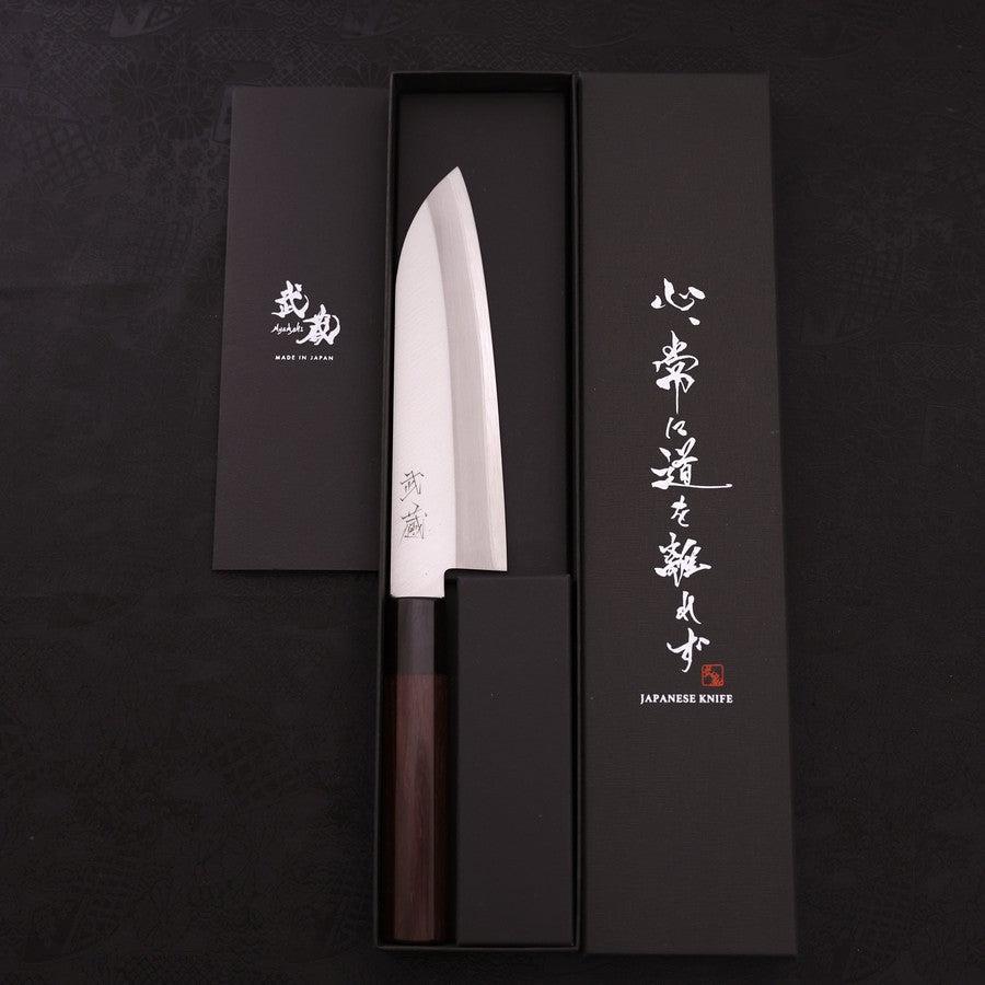 Premium Santoku Knife 170mm - Blue Super Stainless Steel Clad, Polished Shitan Handle - Perfect for Slicing, Dicing & Chopping Vegetables, Meat & Fish