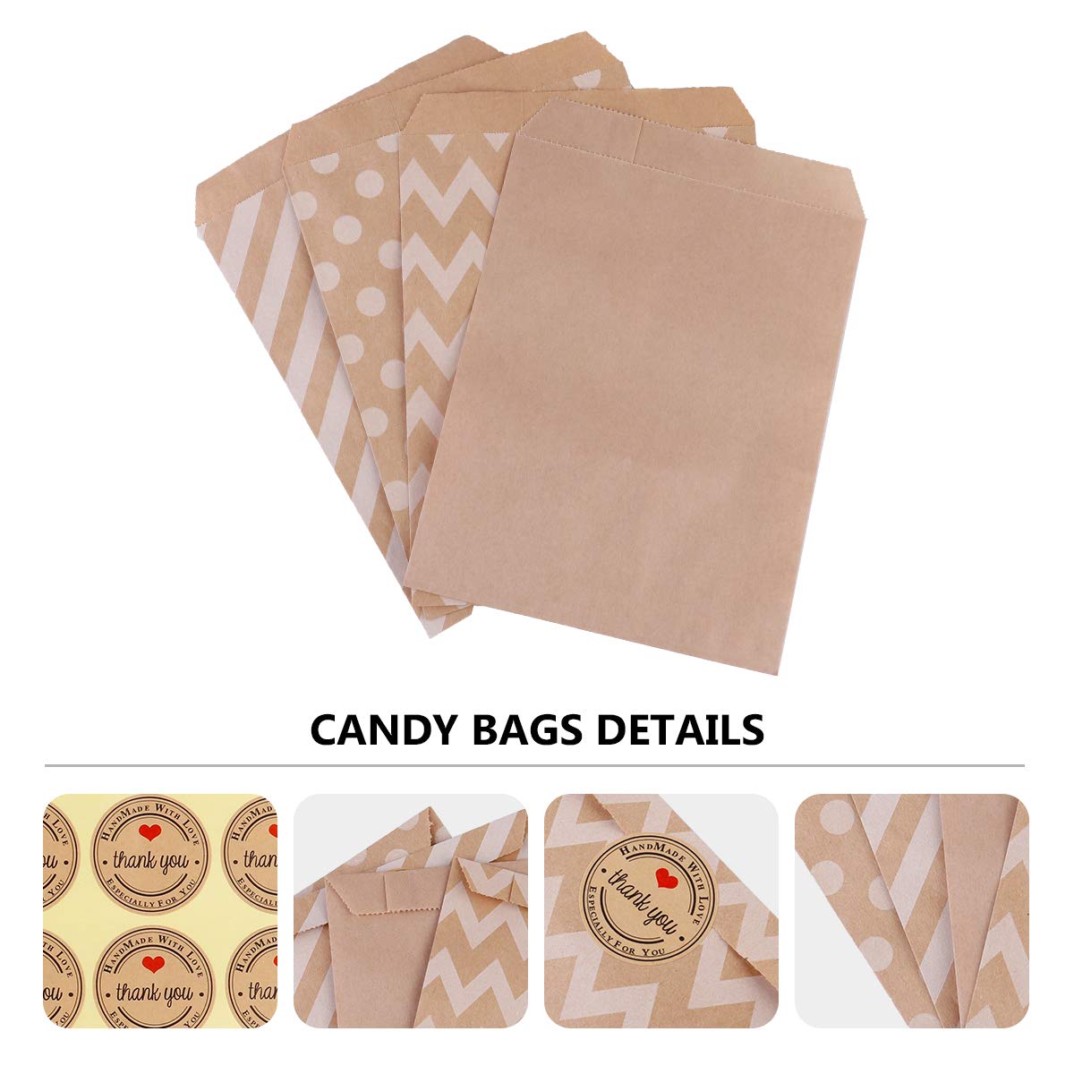 48-Piece Kraft Paper Treat Bags for Halloween Party, Breakfast Snacks, Cookies & Bread - Eco-Friendly Food Packaging for Parties, School Events & Gift Giving