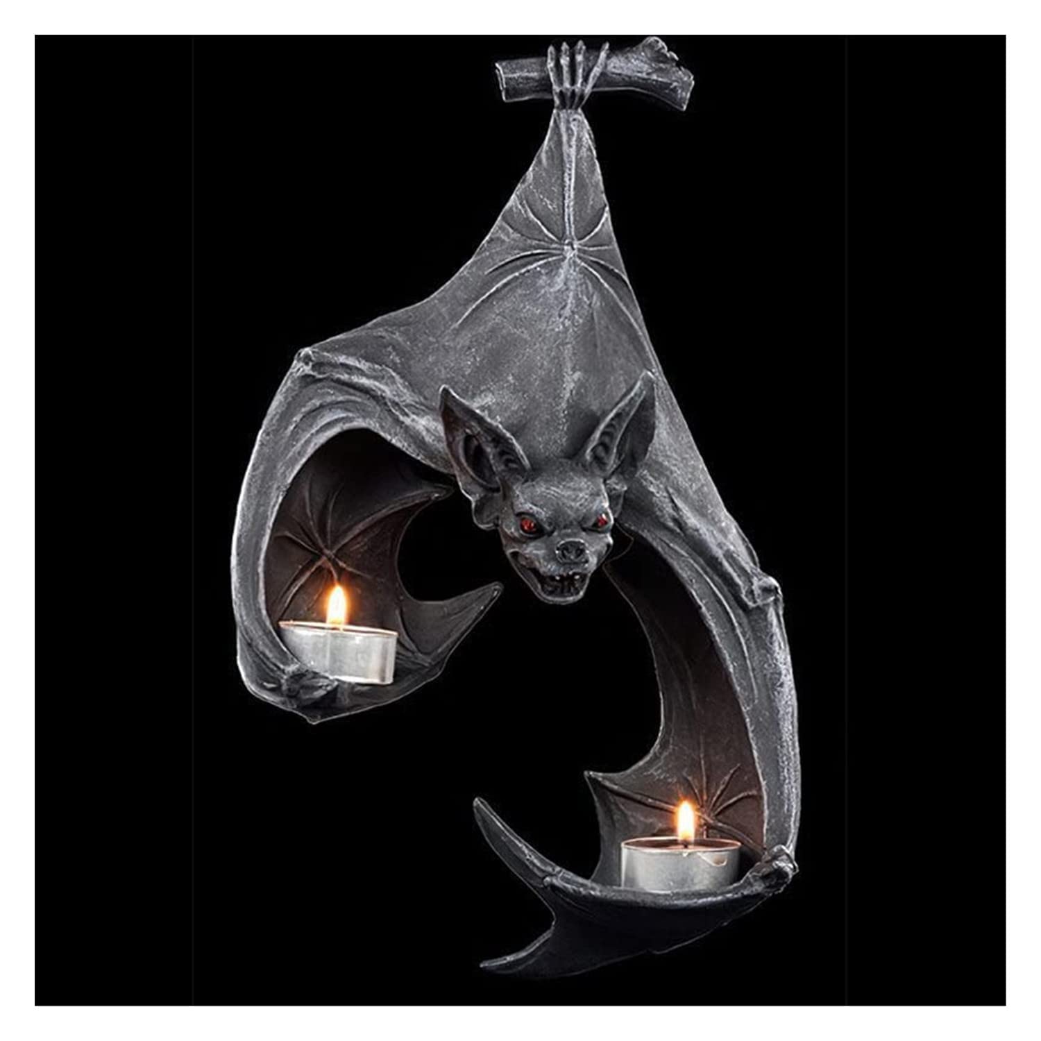 Gothic Black Bat Wall Tealight Holder - Halloween Resin Candle Sconce for Living Room, Bathroom, Garden Decor - Perfect for Spooky Home Decor & Gothic Party Lighting (1PC)