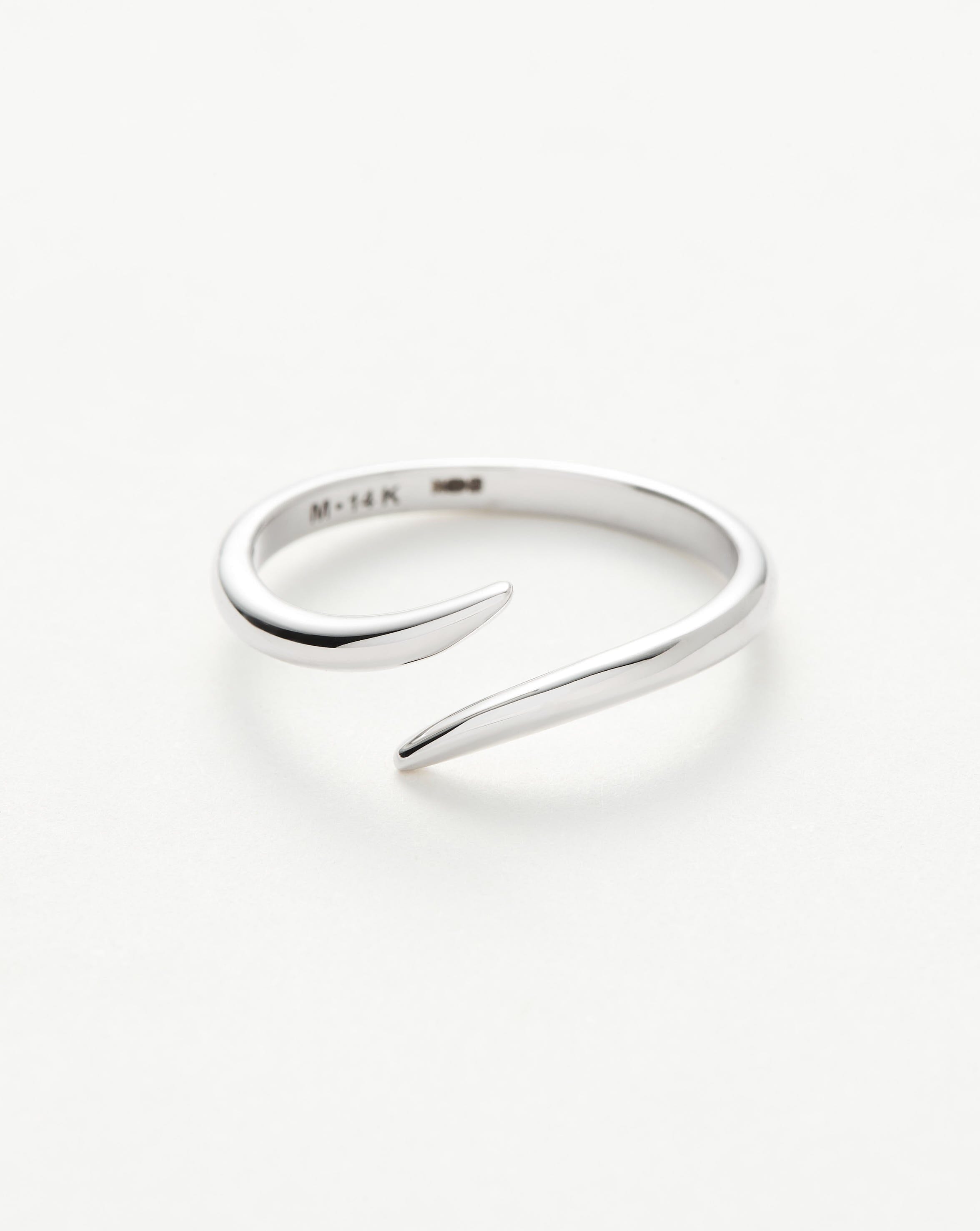 14K White Gold Open Claw Ring for Women - Elegant Minimalist Jewelry for Everyday Wear, Date Nights & Special Occasions