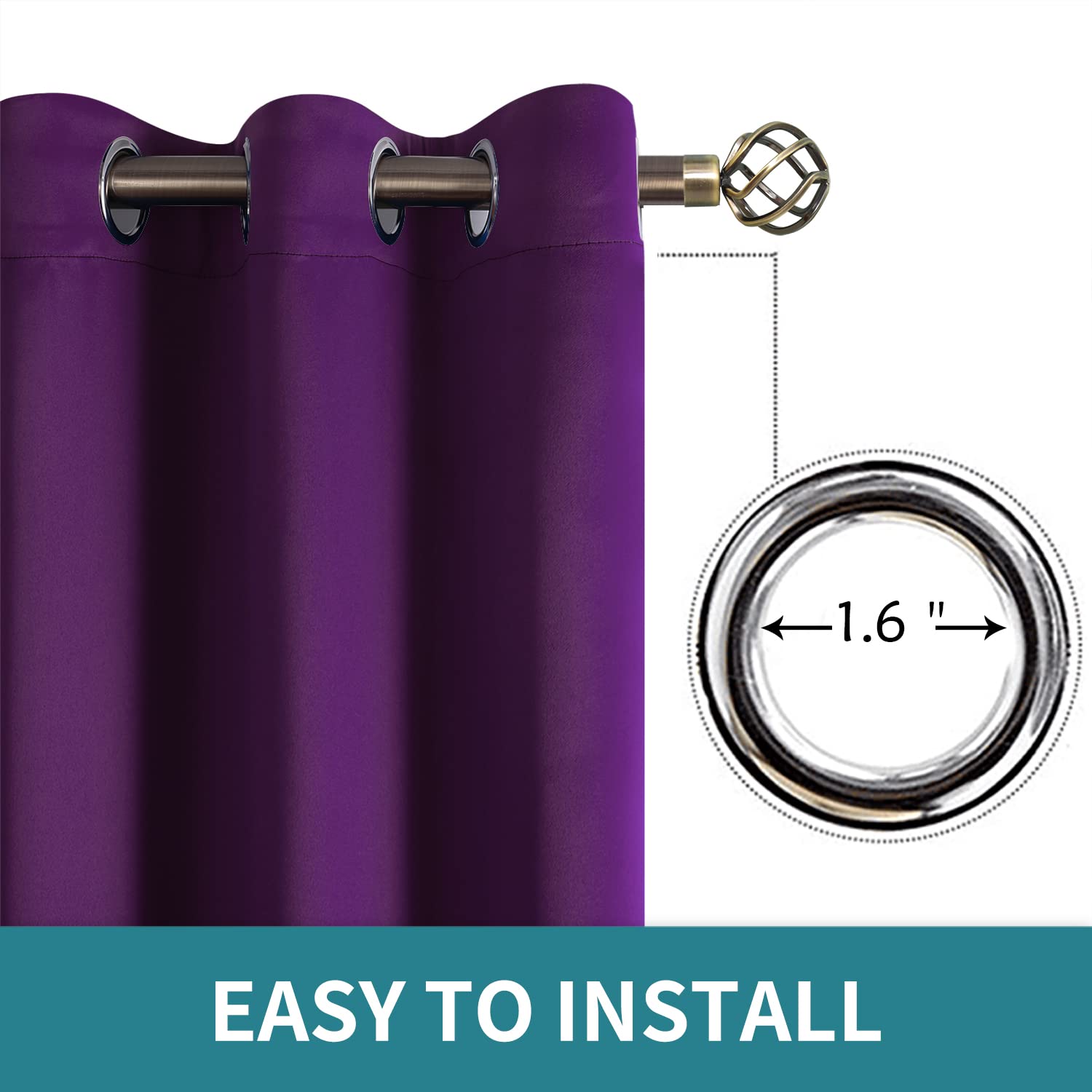 BGment Extra Wide 96 Inch Room Divider Curtain - Blackout & Noise Reducing for Living Room, Bedroom & Patio Sliding Doors | Darkening Privacy Curtain in Purple (1 Panel, 120