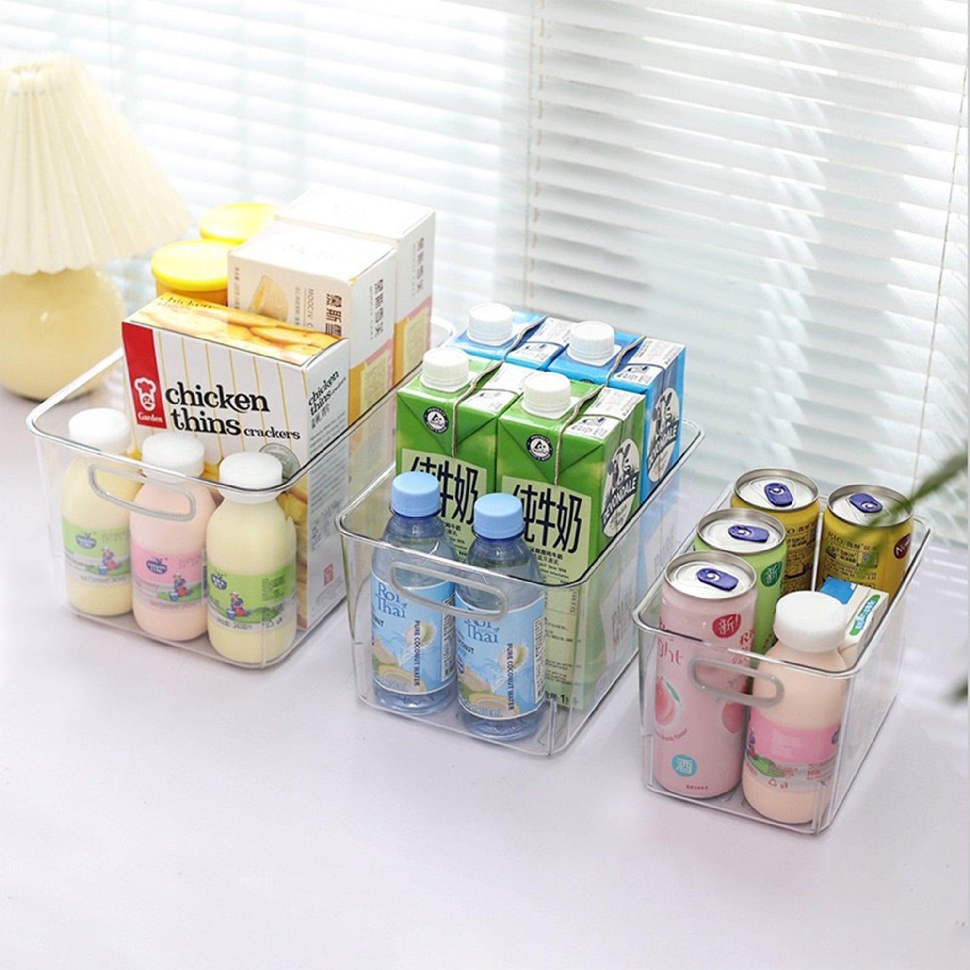 3-Piece Clear Pantry Organizer Bin Set - Space Saving Fridge & Cabinet Storage Bins for Kitchen Organization | Perfect for Food, Spices & Snacks | SKU: S1332