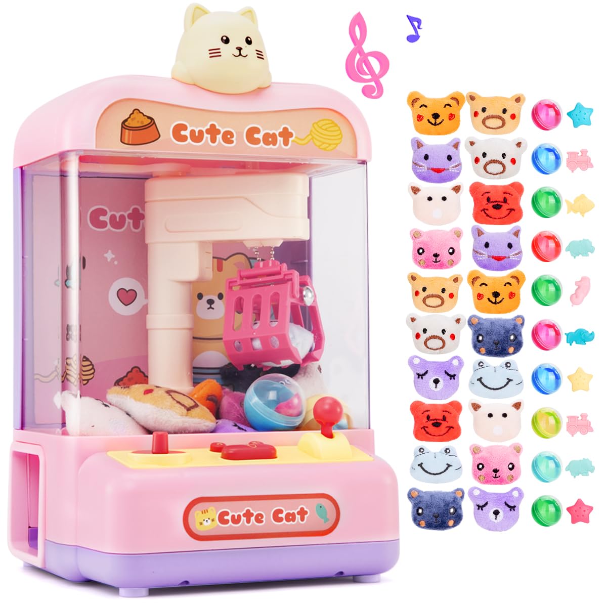 Meland Mini Claw Machine for Kids - Interactive Vending Machine Toy with Prizes & Sound Effects | Fun Birthday Gift for Girls & Boys | Perfect for Birthday Parties, Arcade Games & Home Entertainment (Cat-Themed Claw Machine)
