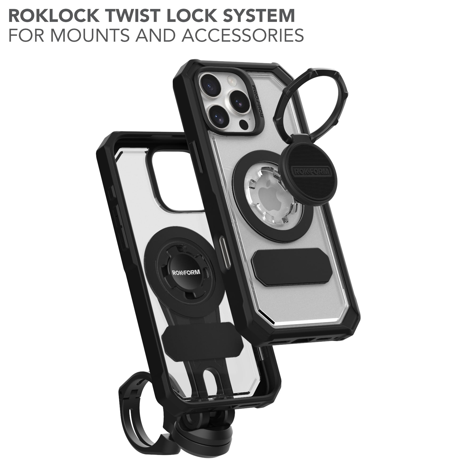 Rokform Crystal Series Magnetic Clear iPhone 16 Pro Max Case with RokLock Twist Lock - Drop Tested Armor Protection | Perfect for Outdoor Adventures, Work & Daily Use