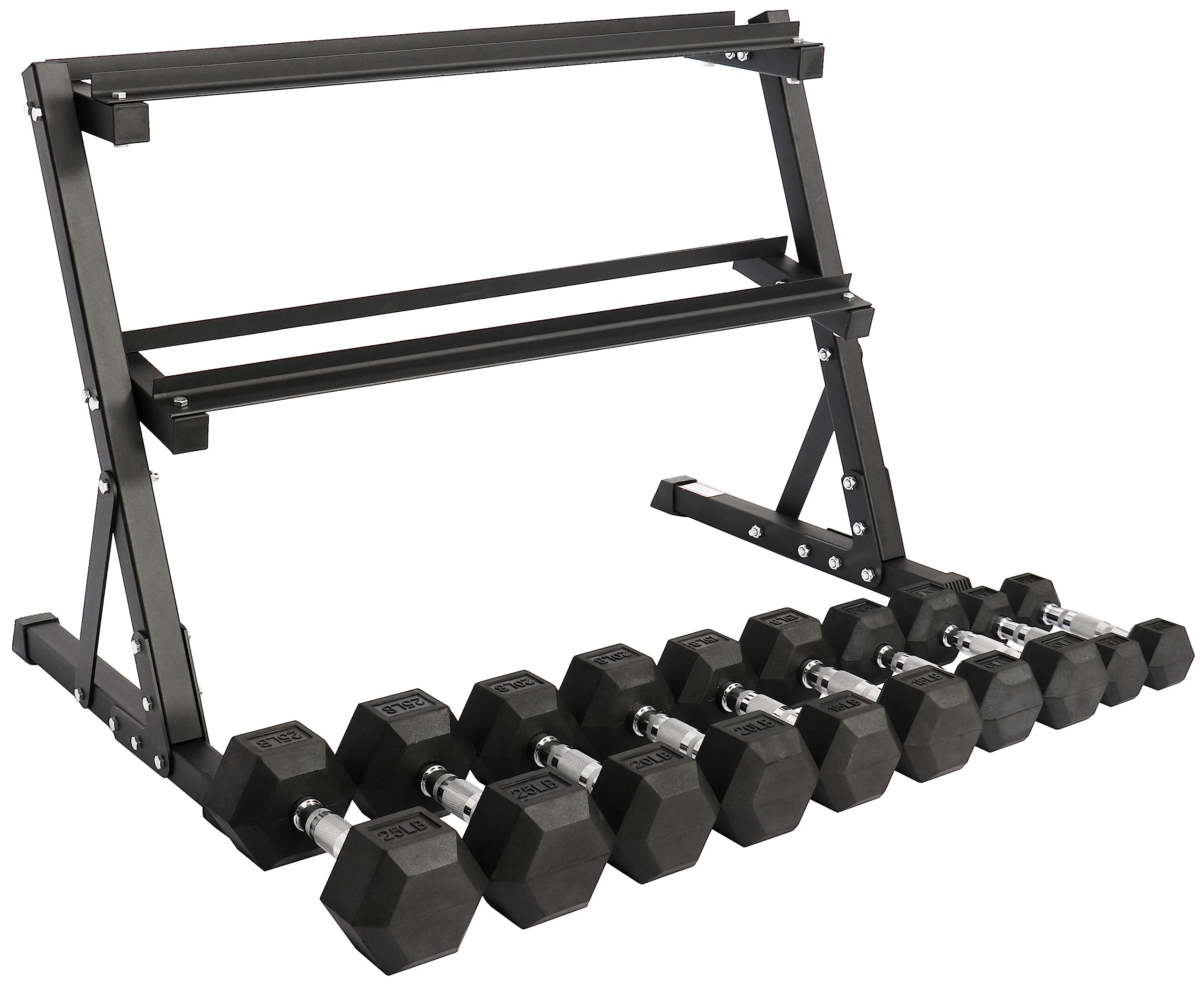Premium Rubber Coated Hex Dumbbell Set - 5-50lbs Weight Options for Home Gym, Strength Training & CrossFit Workouts | Anti-Roll Design & Shock-Absorbing Rubber