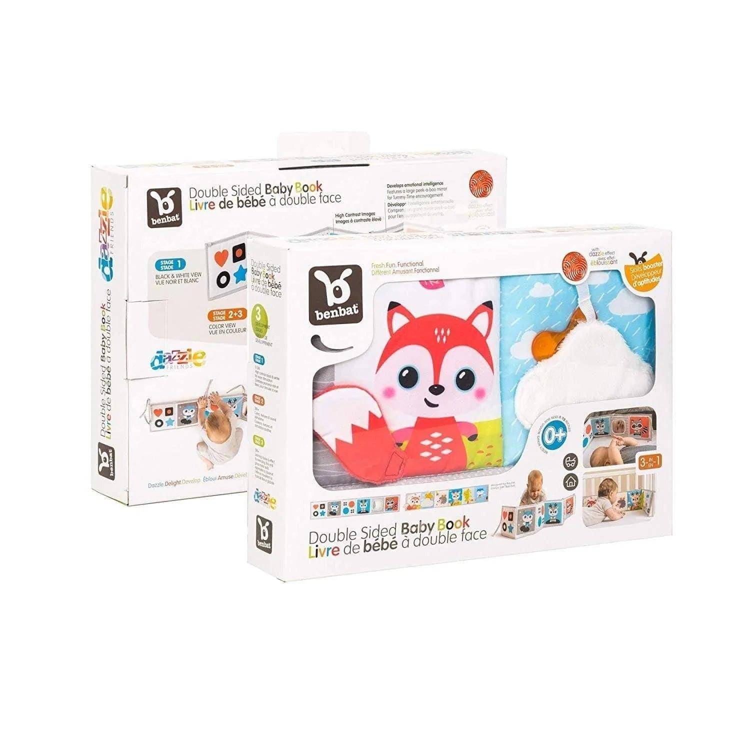 BENBAT Double Sided Soft Baby Book - High Contrast Black & White Sensory Toys for Newborns 0-12 Months, Perfect for Tummy Time, Early Learning and Infant Development