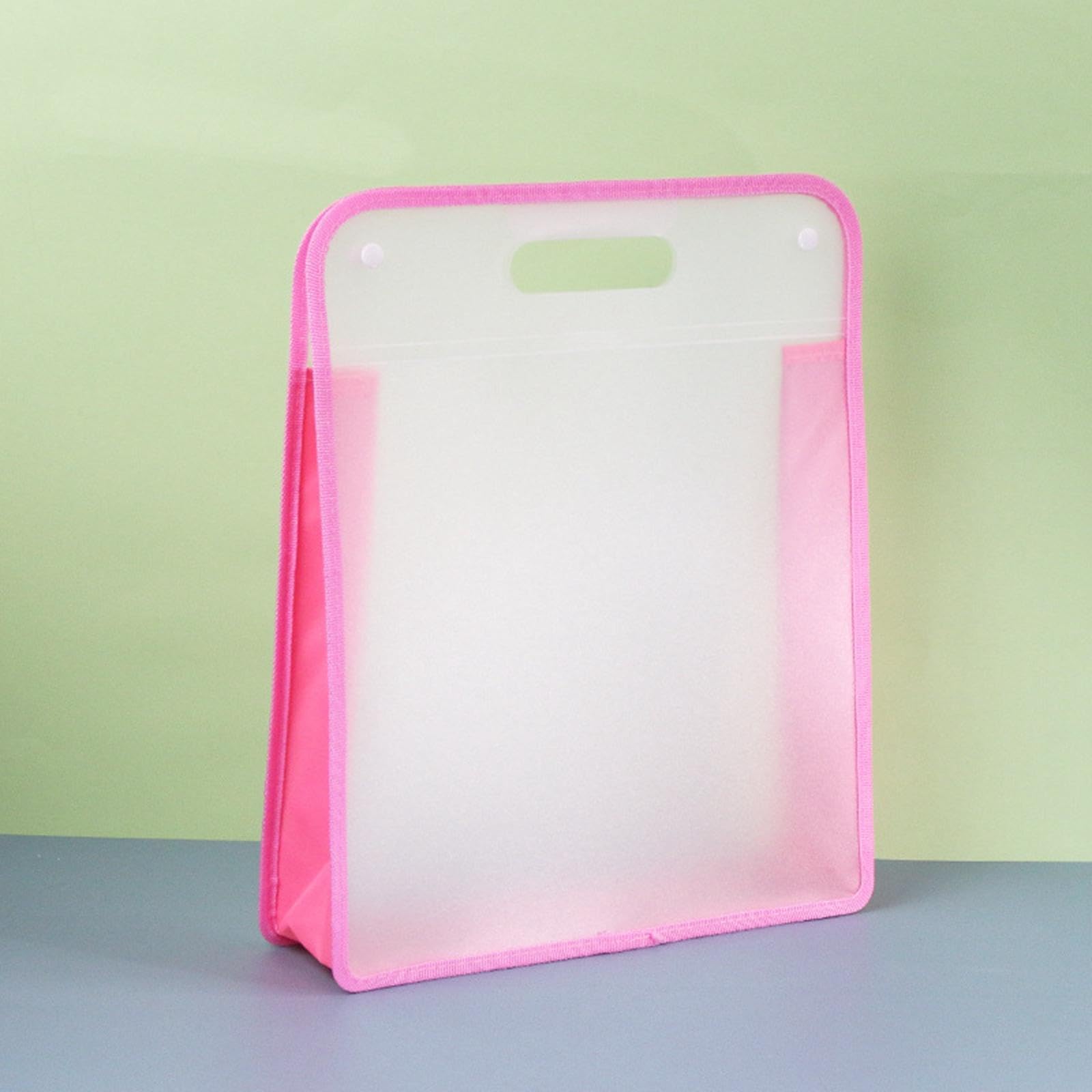 Clear Portable File Organizer Bag with Handle - Document Storage Bag for School, Travel, Home & Office - Art Portfolio Bag for Students & Kids - Perfect for Organizing Papers, Artwork & Supplies (Pink)
