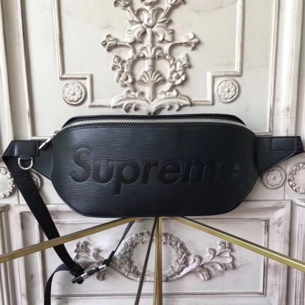 Louis Vuitton x Supreme Epi Leather Bumbag Crossbody Bag - Black Luxury Designer Waist Pack for Travel, Gym & Everyday Use