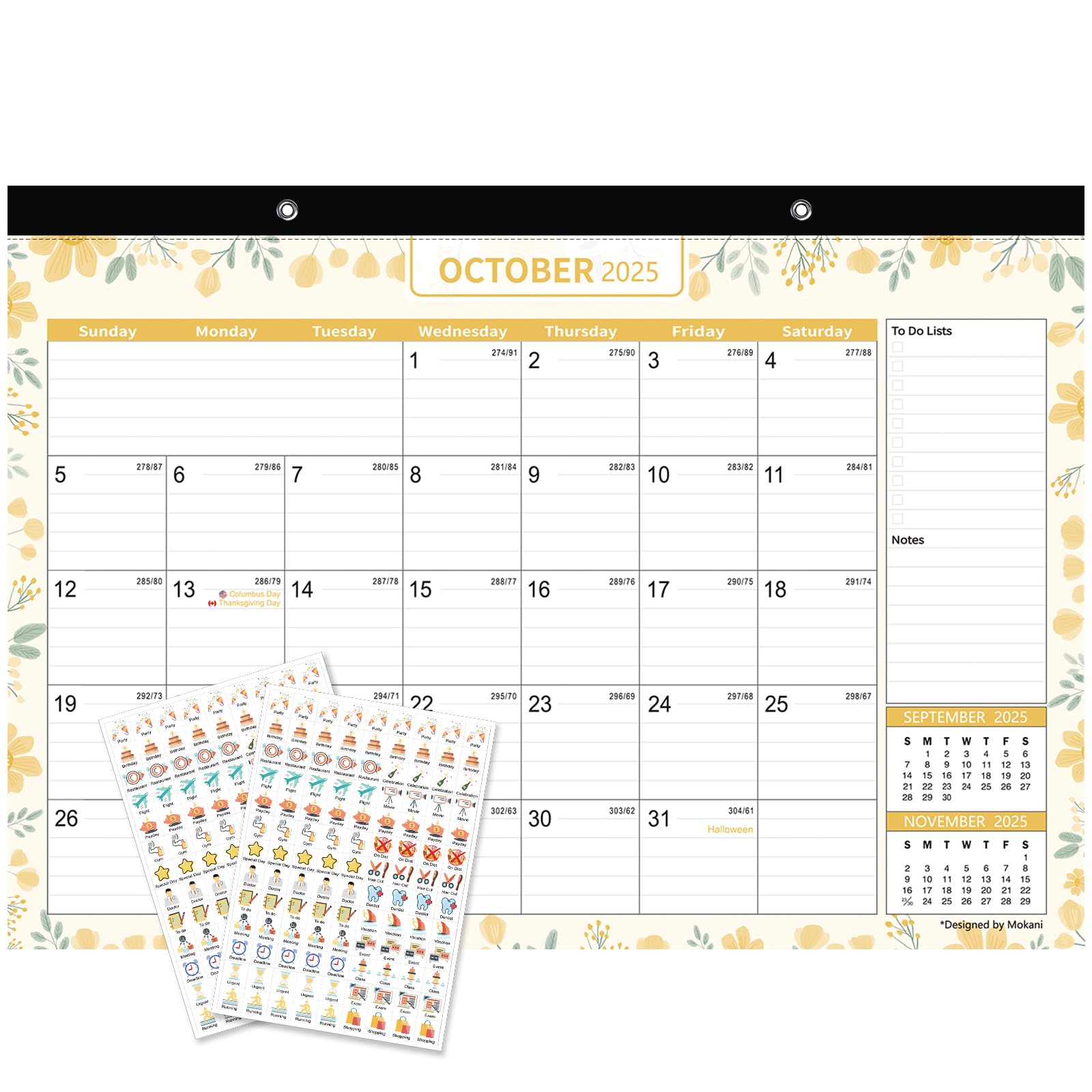 MOKANI 2025-2026 18-Month Large Wall Calendar with Plastic Cover - Jan 2025 to Jun 2026 - 17