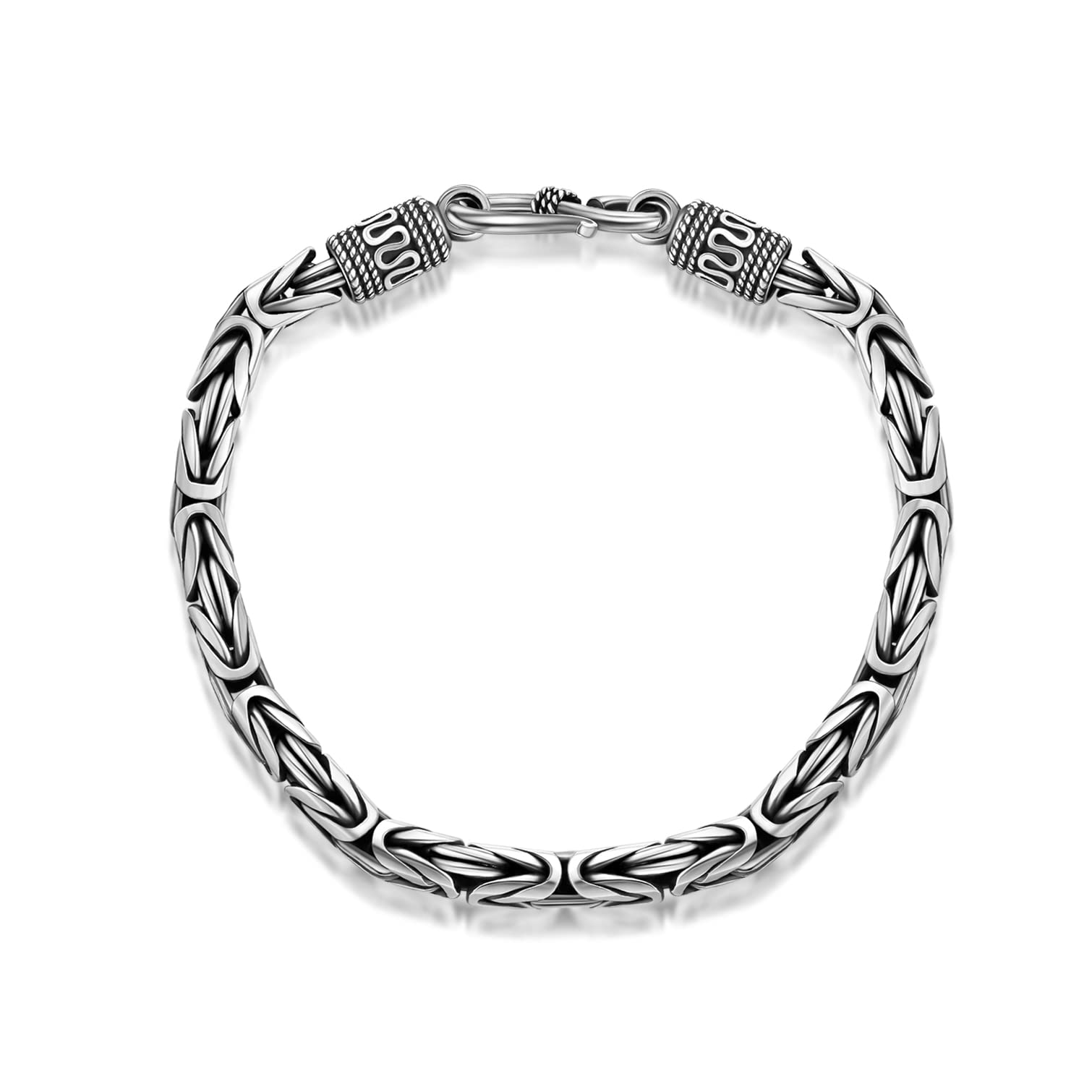 925 Sterling Silver Bracelet for Men & Boys - Matte Finish, Thick & Durable (7-9 Inch Length, 5-7mm Width) - Perfect for Gifts, Everyday Wear & Special Occasions