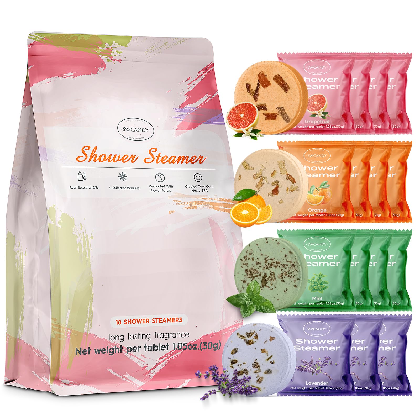 18 Pack Aromatherapy Shower Steamers with Essential Oils - Relaxing Bath Bombs for Women, Self Care Gifts for Mom, Birthday & Stocking Stuffers | Perfect for Stress Relief & Spa Nights at Home