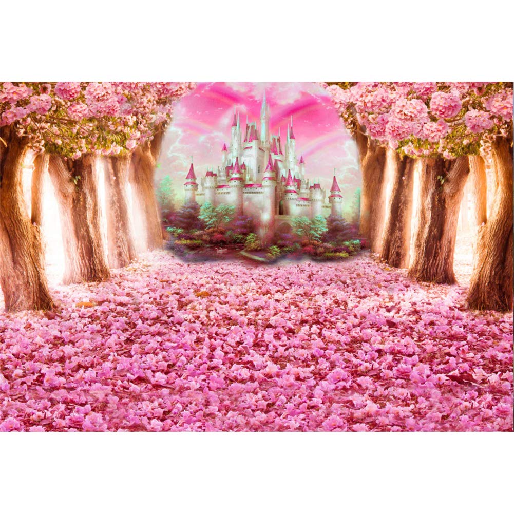 15x10ft Spring Flowers Photography Backdrop - Pink Floral Tree & Fairytale Castle Design for Bridal Shower, Baby Shower, Wedding, Birthday Party & Studio Props (Leyiyi) | Perfect for Indoor/Outdoor Photo Shoots, Social Media Content & Event Decorations