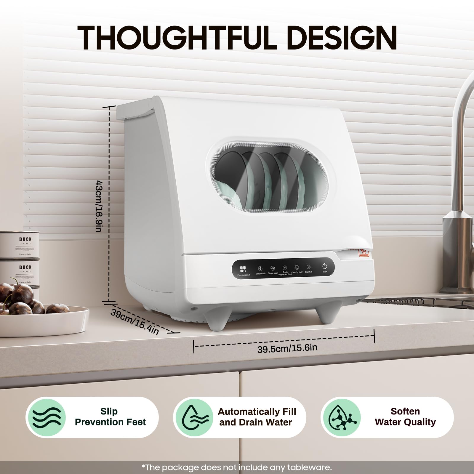 Portable Countertop Dishwasher - Compact Mini Dishwasher with 5 Wash Modes for Silverware, Knives, Forks, Spoons & Chopsticks - Perfect for Small Kitchens, Apartments, RVs and Dorm Rooms
