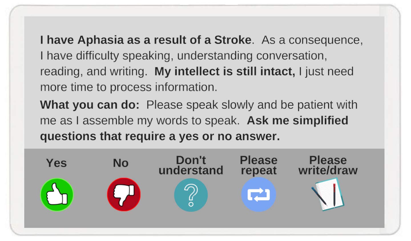 Aphasia Medical Alert Communication Wallet Card (Red) for Stroke Patients - Essential Emergency ID for Speech Impairment & Health Safety