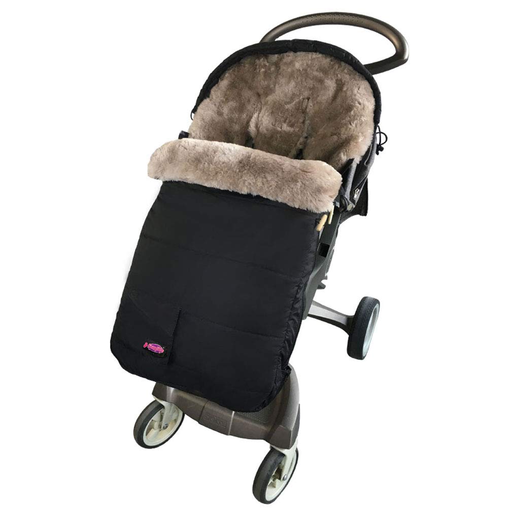 3 in 1 Australia Sheepskin Footmuff for Baby Strollers - Weatherproof & Adjustable Temperature Stroller Bunting Bag - Premium Lambskin Travel Accessory for Infants - Perfect for Winter Walks, Outdoor Adventures & Car Seat Compatibility