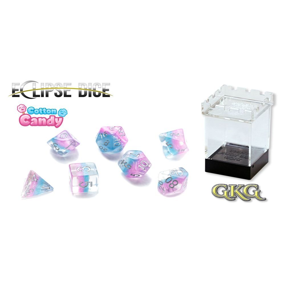 Eclipse Dice Cotton Candy - Vibrant RPG Dice Set for D&D, Pathfinder & Tabletop Games | Perfect for Fantasy Gaming & Collectors