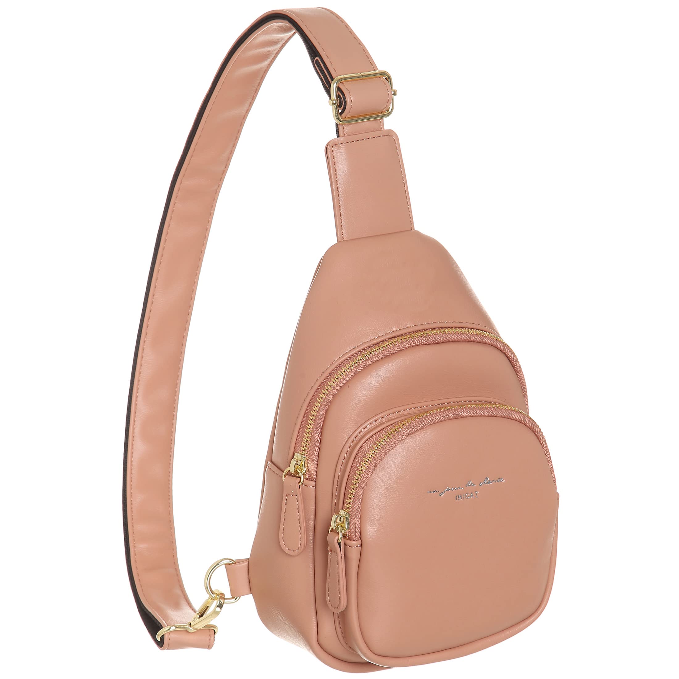 INICAT Women's Small Leather Crossbody Sling Bag - Stylish Fanny Pack for Travel, Essentials & Daily Use (Pink) | Perfect for Shopping, Work & Outdoor Activities