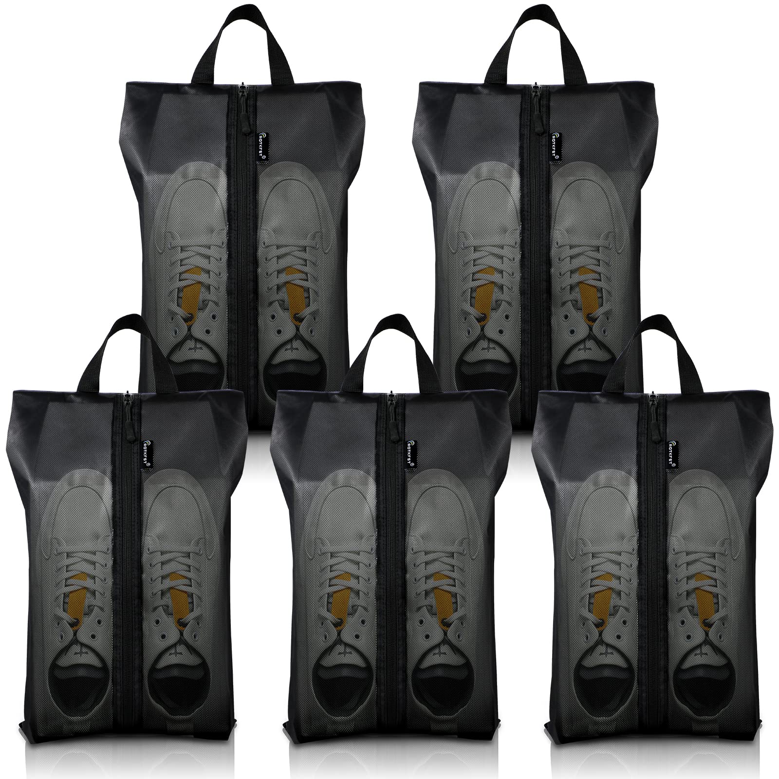 **5-Pack XX-Large Waterproof Shoe Bags for Travel – Translucent Shoe Organizer with Sturdy Zipper for Men & Women (Black) – Perfect for Gym, Hiking & Packing Luggage**