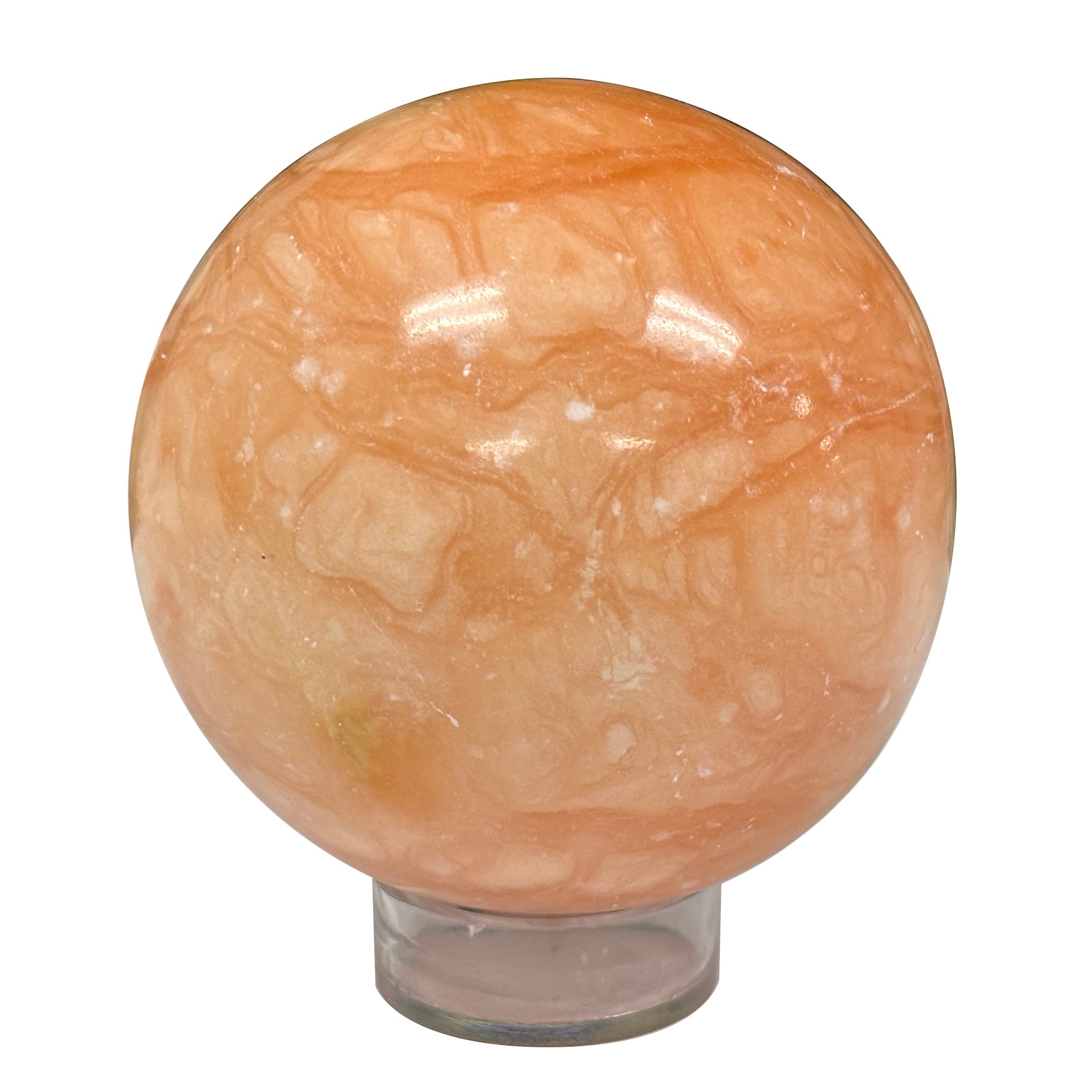 Polished Orange Calcite Crystal Sphere – 2.5 Inch Natural Gemstone Ball for Home Decor, Meditation, Office Desk Display, Feng Shui, Healing Energy, Stress Relief & Focus – Smooth Orange Stone Orb for Yoga Room, Altar Decor & Spiritual Gifts RBL302