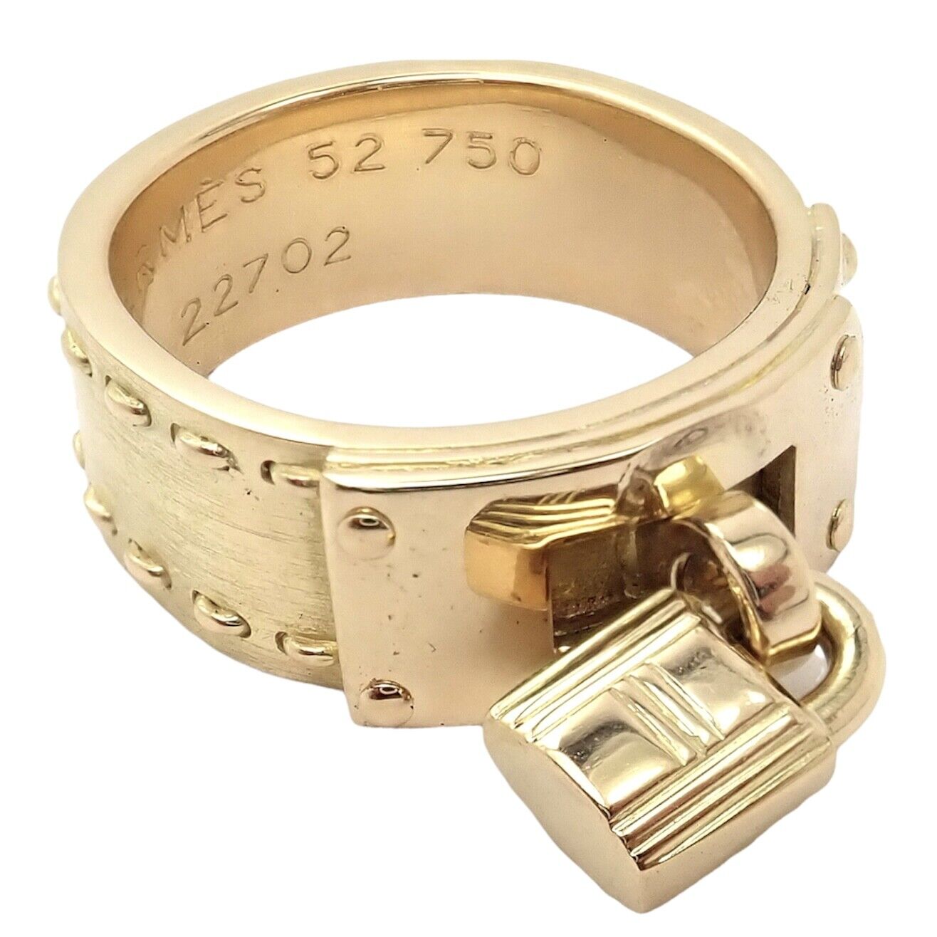 Authentic Vintage Hermes 18k Yellow Gold H Lock Band Ring Size 52 - Rare Luxury Jewelry for Women, Perfect for Weddings, Anniversaries & Special Occasions