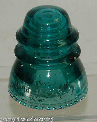 Vintage Hemingray 42 Glass Insulator - Antique Blue Green Collectible - Made in USA - Perfect for Home Decor, Industrial Display & Historical Collections