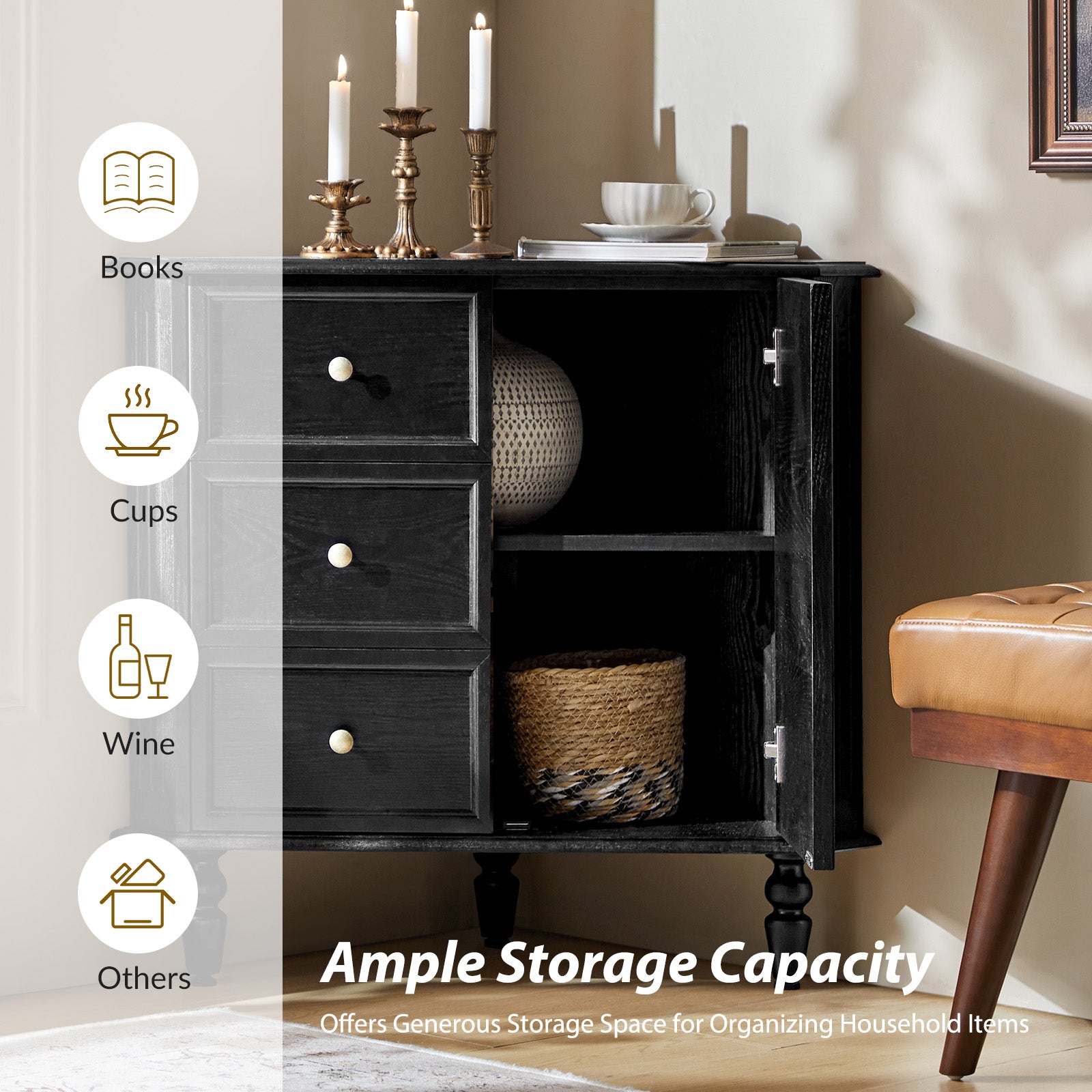 Belle Multifunctional Corner Storage Cabinet - Space Saving Organizer for Bathroom, Kitchen & Living Room | Multiple Styles & Sizes Available