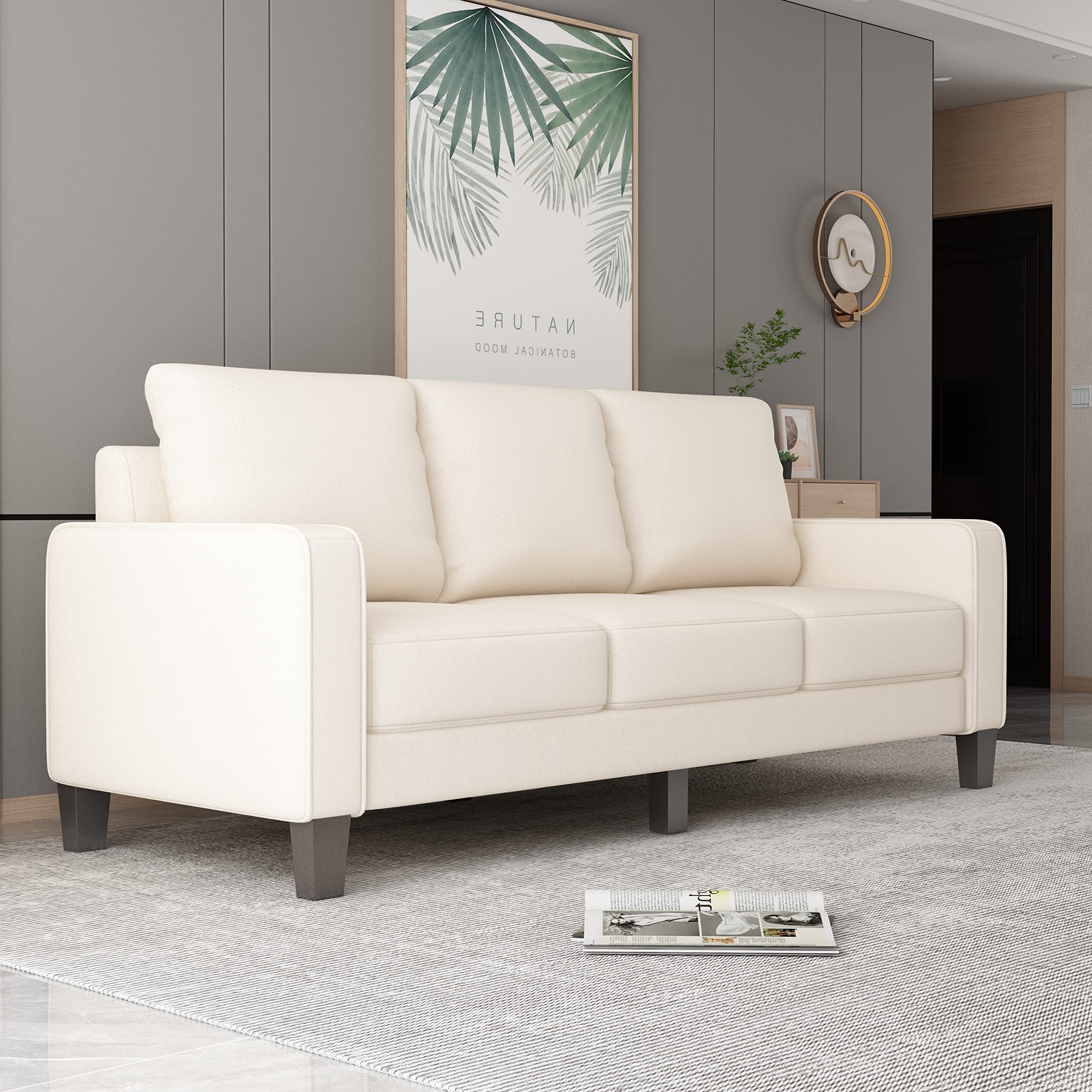 Modern Convertible Sofa Couch with Linen Fabric & 6.7