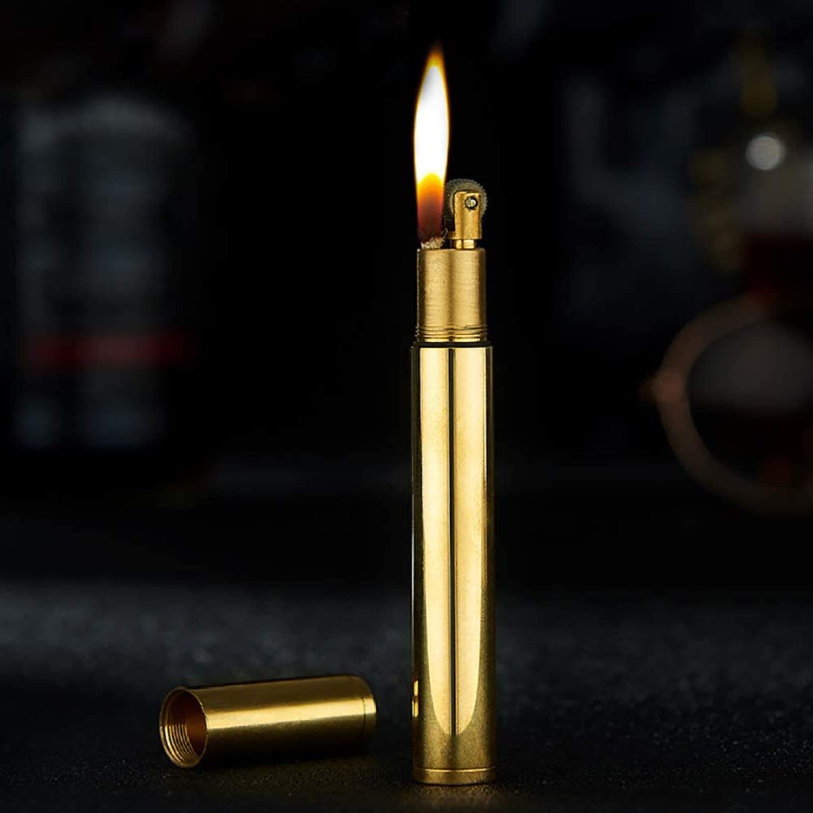 Vintage Trench Lighter - Pure Copper Windproof Kerosene Lighter | Reusable Antique Soft Flame Lighter for Cigars, Candles & Outdoor Use (Golden)