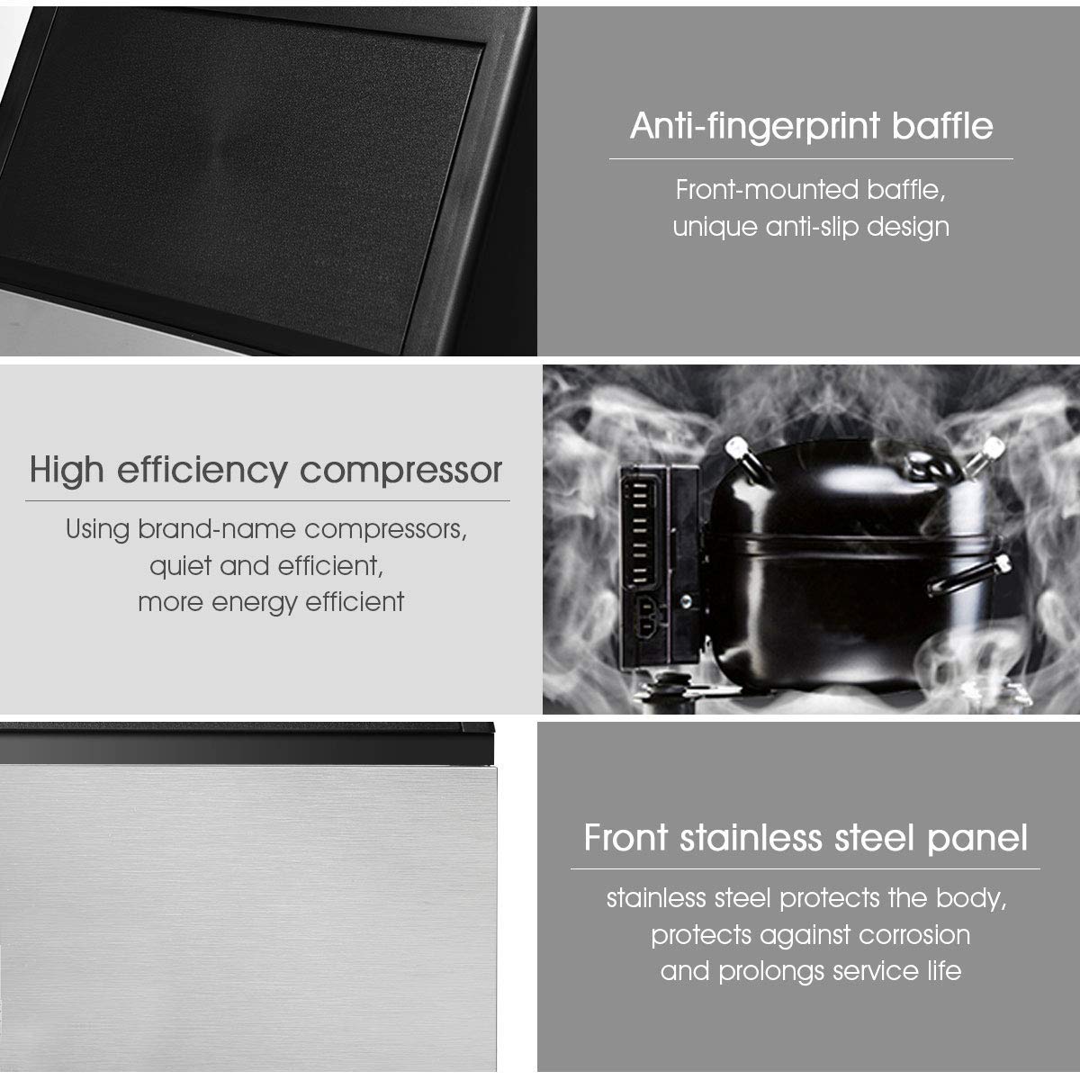 Costzon 110LBS/24H Commercial Ice Maker Machine - Stainless Steel Free-Standing Ice Machine with 33LBS Storage Bin | Perfect for Home, Restaurant, Coffee Shop & Bar Use | Includes Ice Scoop & Drain Hose (Silver) | Ideal for Parties, Beverage Service & Food Preservation