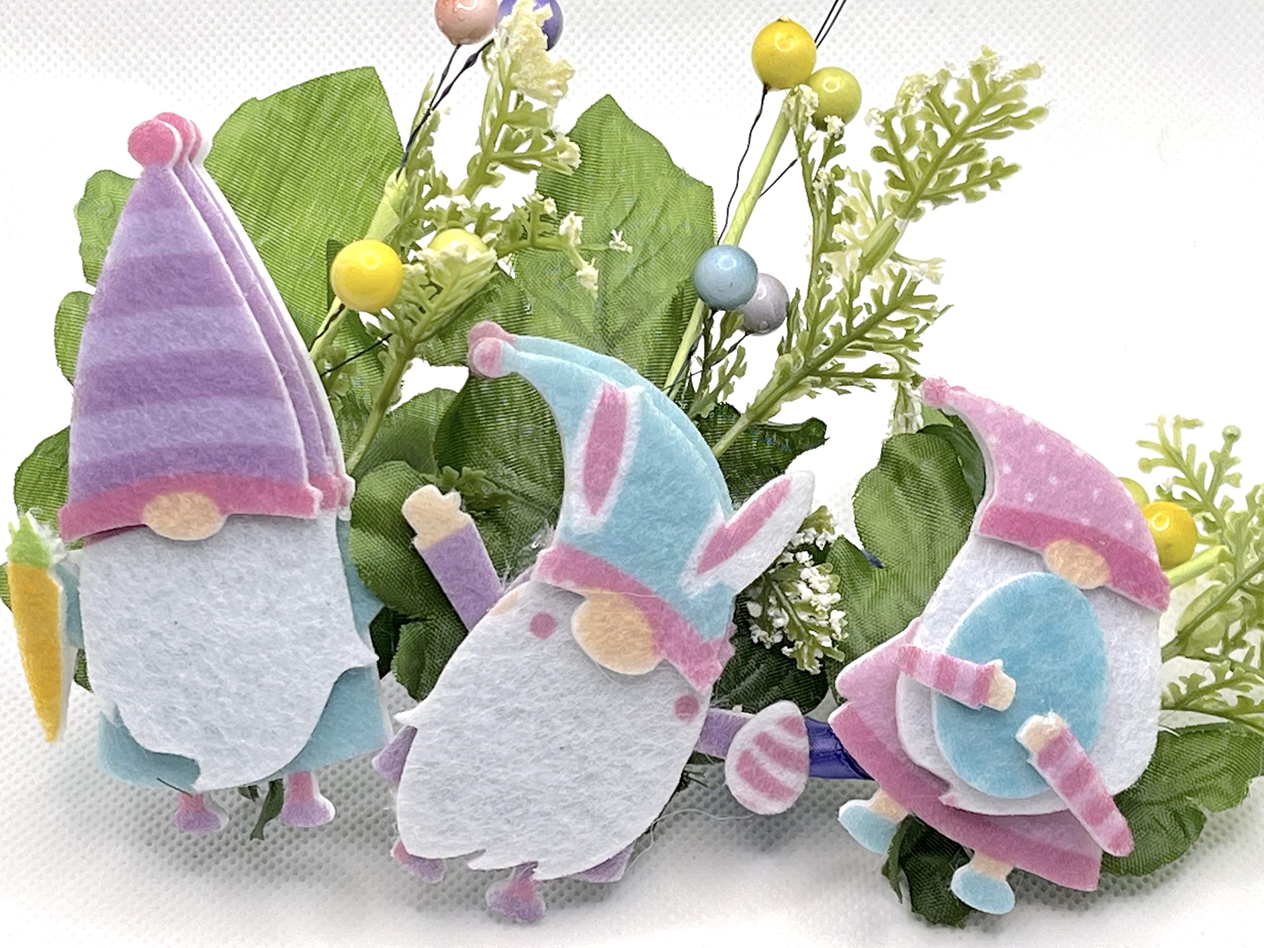 Easter Gnome Napkin Rings Set of 6 - Spring Floral Decor with Pink, Green, Blue & Yellow Bunnies - Perfect for Easter Table Settings, Spring Parties & Home Decor