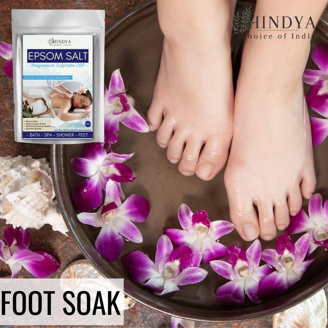 Epsom Salt 500g - Pure Magnesium Sulfate Bath Crystals for Muscle Relief & Pain Recovery | Soothes Aches, Foot Soak & Relaxation | Perfect for Post-Workout Recovery, Stress Relief & Spa Nights at Home