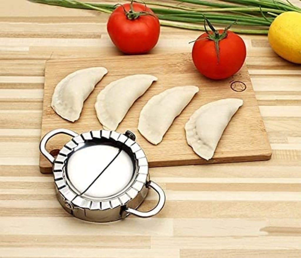 Premium Stainless Steel Momo Maker & Dumpling Press - Multi-Purpose Gujiya, Karanji, Ghughra, Samosa Mold - Durable Kitchen Accessory for Homemade Asian Snacks & Party Appetizers