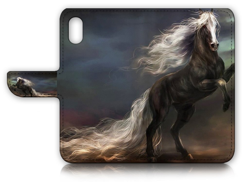 Premium Flip Wallet Case with Screen Protector for iPhone Xs & iPhone X - A31070 Horse Design | Slim Protective Cover with Card Slots & Built-in Stand | Perfect for Daily Use, Travel & Business Meetings