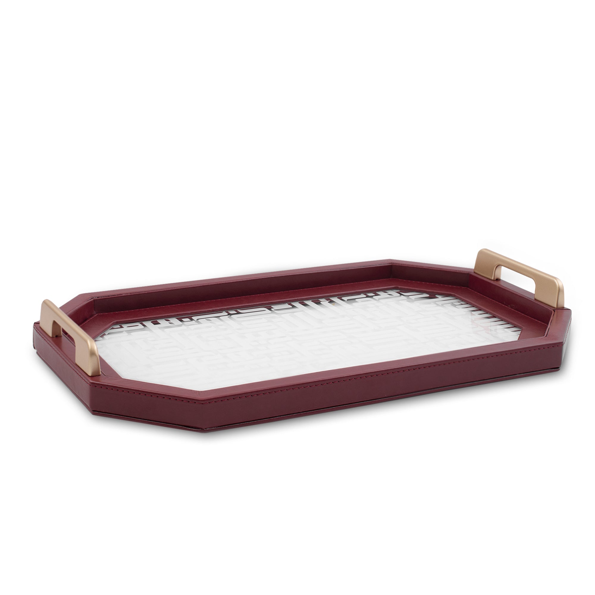 Dimlaj Dar Large Acrylic Serving Tray - 18 Inch Rectangle Maroon Party Platter for Entertaining, Appetizers & Food Display - Elegant Buffet Server for Weddings, Holidays & Home Decor