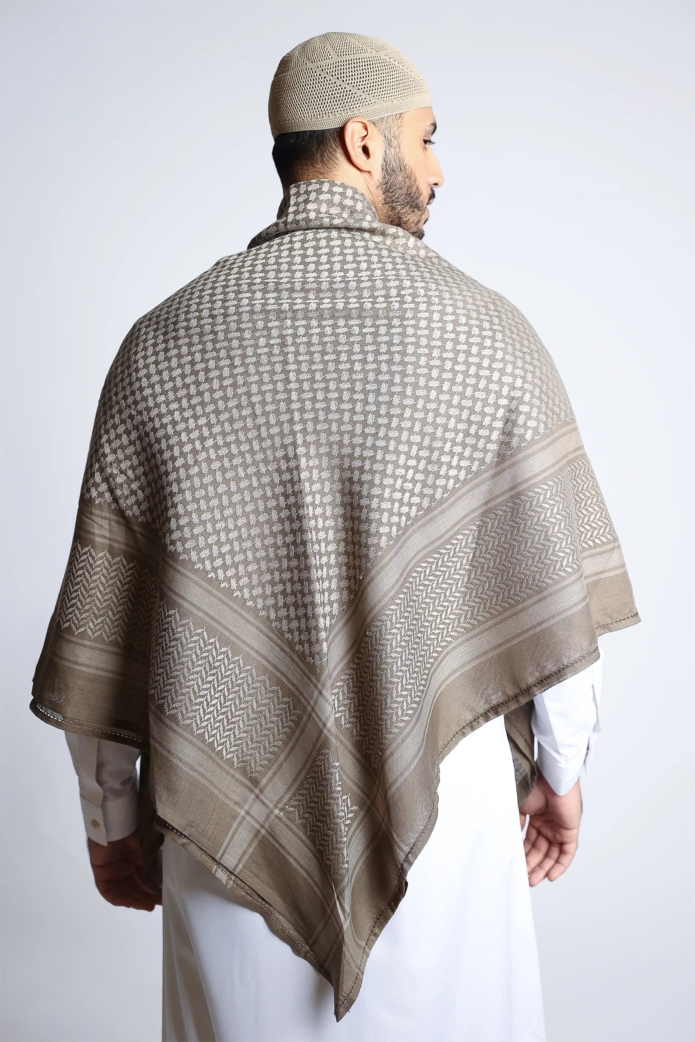 Premium Light Olive Brown Shemagh Scarf - Soft Cotton Arab Keffiyeh for Men & Women - Perfect for Outdoor, Hiking, Camping, and Fashion Accessory