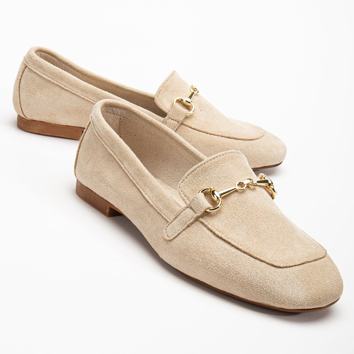 Olly Beige Suede Horsebit Loafers for Women - Comfortable Slip-On Shoes - Casual & Office Wear - Perfect for Work, Travel & Everyday Outfits