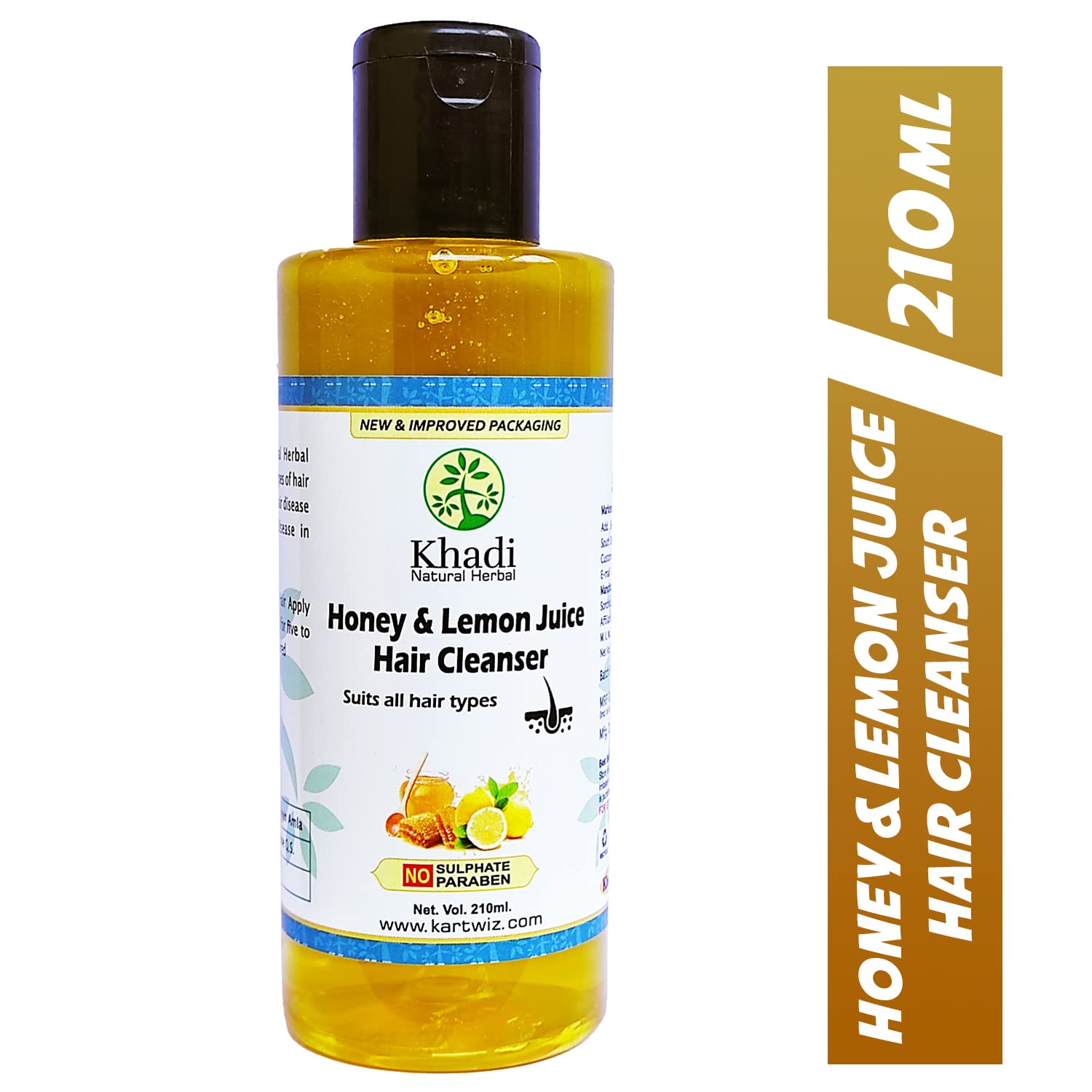 Herbigiri Natural Herbal Honey & Lemon Juice Shampoo for Hair Care - 210ml | Moisturizing & Nourishing Formula for Dry, Damaged Hair | Perfect for Daily Use & Scalp Refreshment