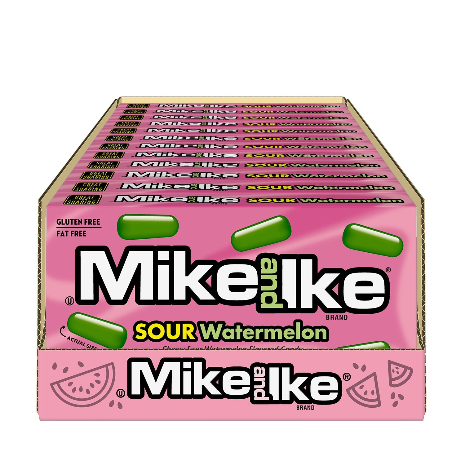 Just Born Mike & Ike Sour Watermelon Candy - 4.25oz (12 Count) - Bulk Sour Gummy Candies for Parties, Movie Nights & Office Snacks