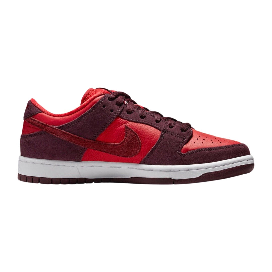 Nike SB Dunk Low Sneakers - Red Maroon Cherry Colorway | Men's & Women's Casual Skate Shoes for Streetwear & Urban Fashion