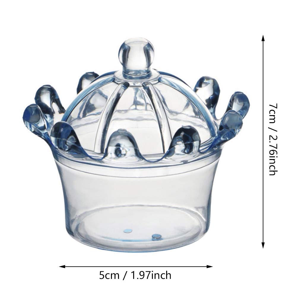 Tyenaza 12PCS Crown Shape Candy Boxes - Elegant Wedding Favor Boxes, Party Candy Containers, Plastic Gift Boxes in Blue - Perfect for Wedding Receptions, Baby Showers & Birthday Parties