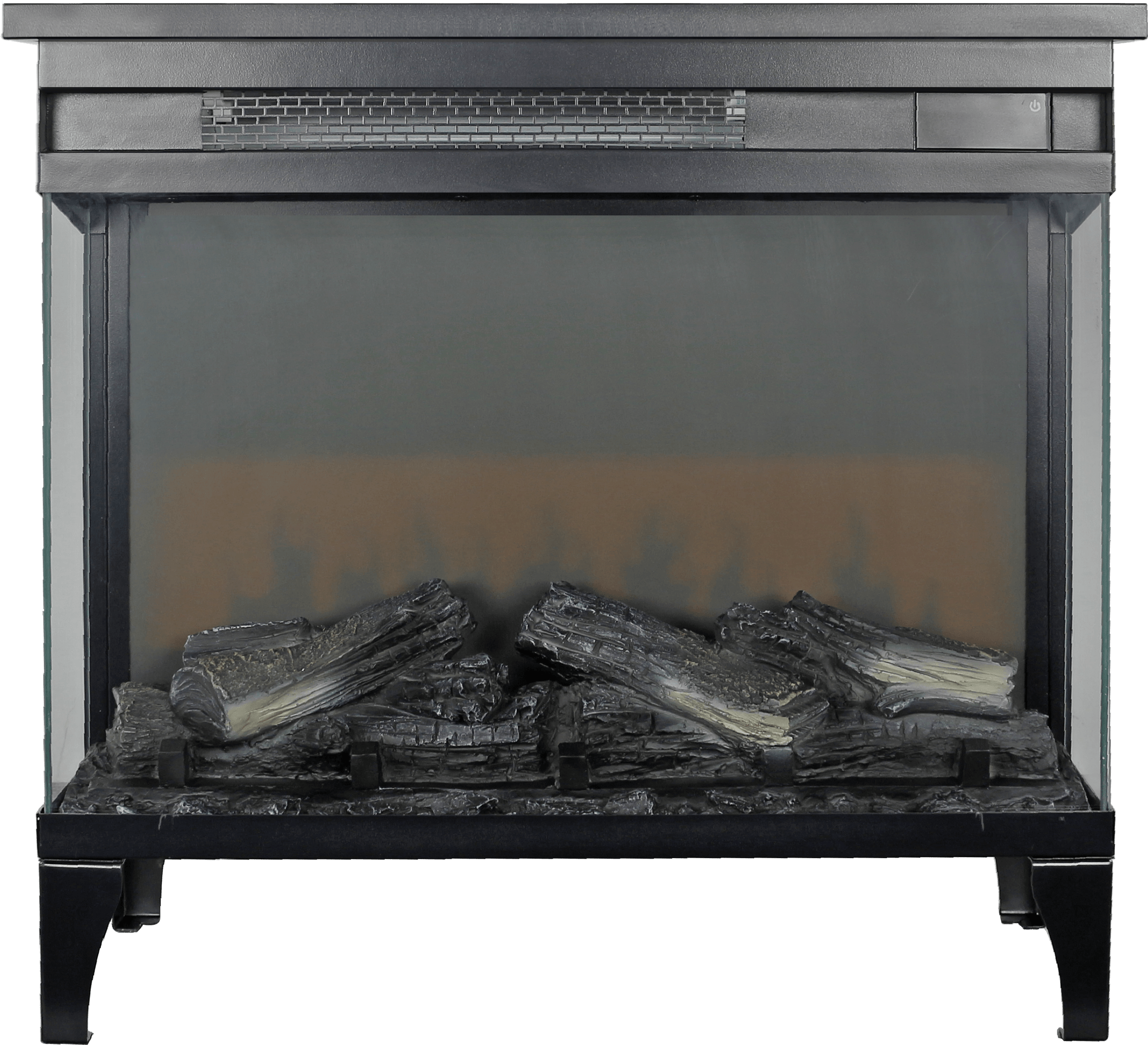 24 Inch 3-Sided Glass Electric Fireplace with Stand - Modern Heating for Living Room, Bedroom & Office