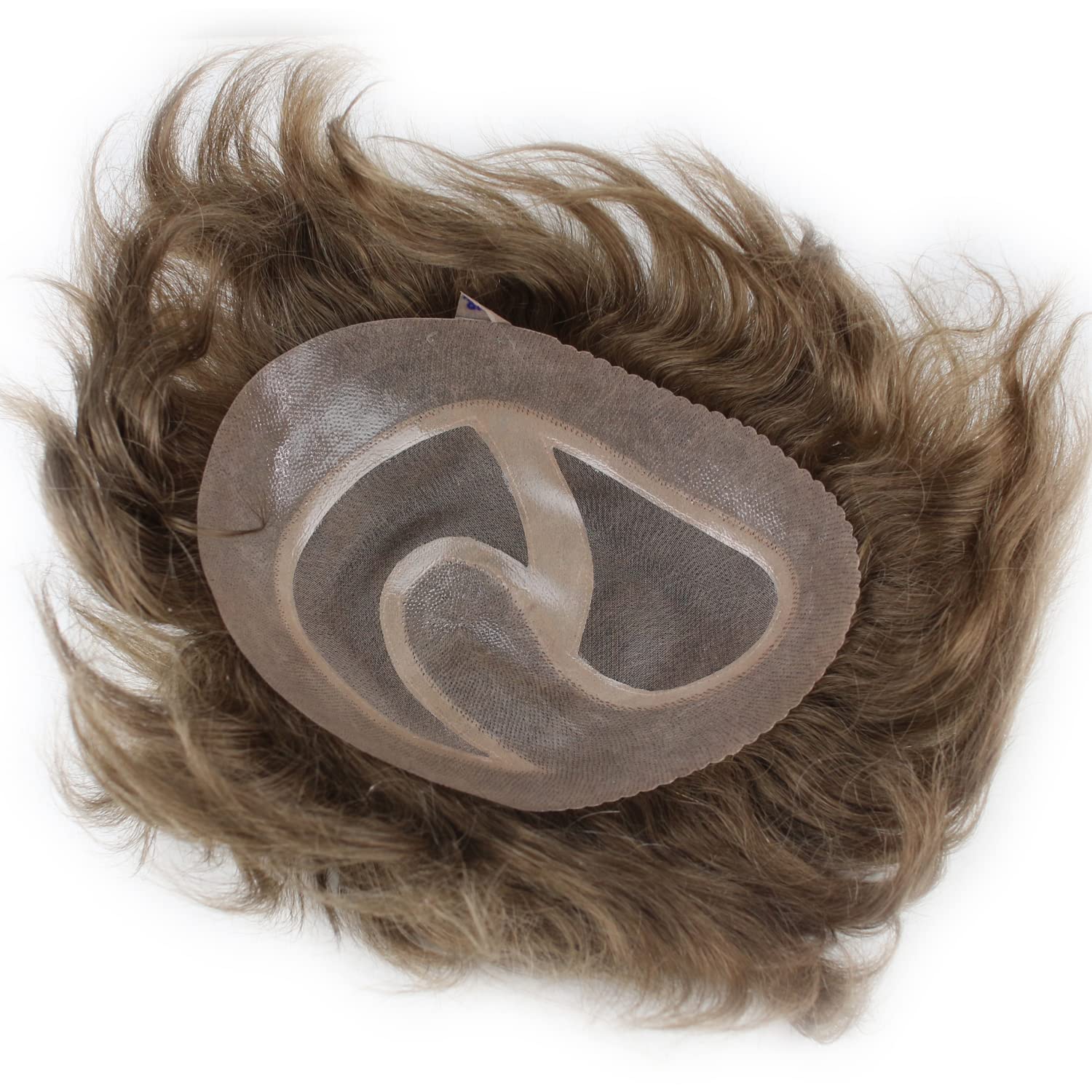 Premium Real Human Hair French Lace Toupee with PU Thin Skin for Men - Natural #18 Brown Hair Replacement System - Perfect for Daily Wear, Weddings & Special Occasions