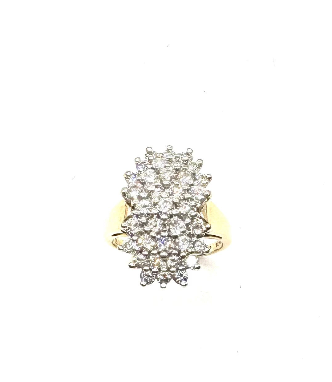 14K Yellow and White Gold Cluster Ring for Women - Elegant Stackable Wedding Band, Anniversary Gift, or Everyday Jewelry - Perfect for Special Occasions & Daily Wear