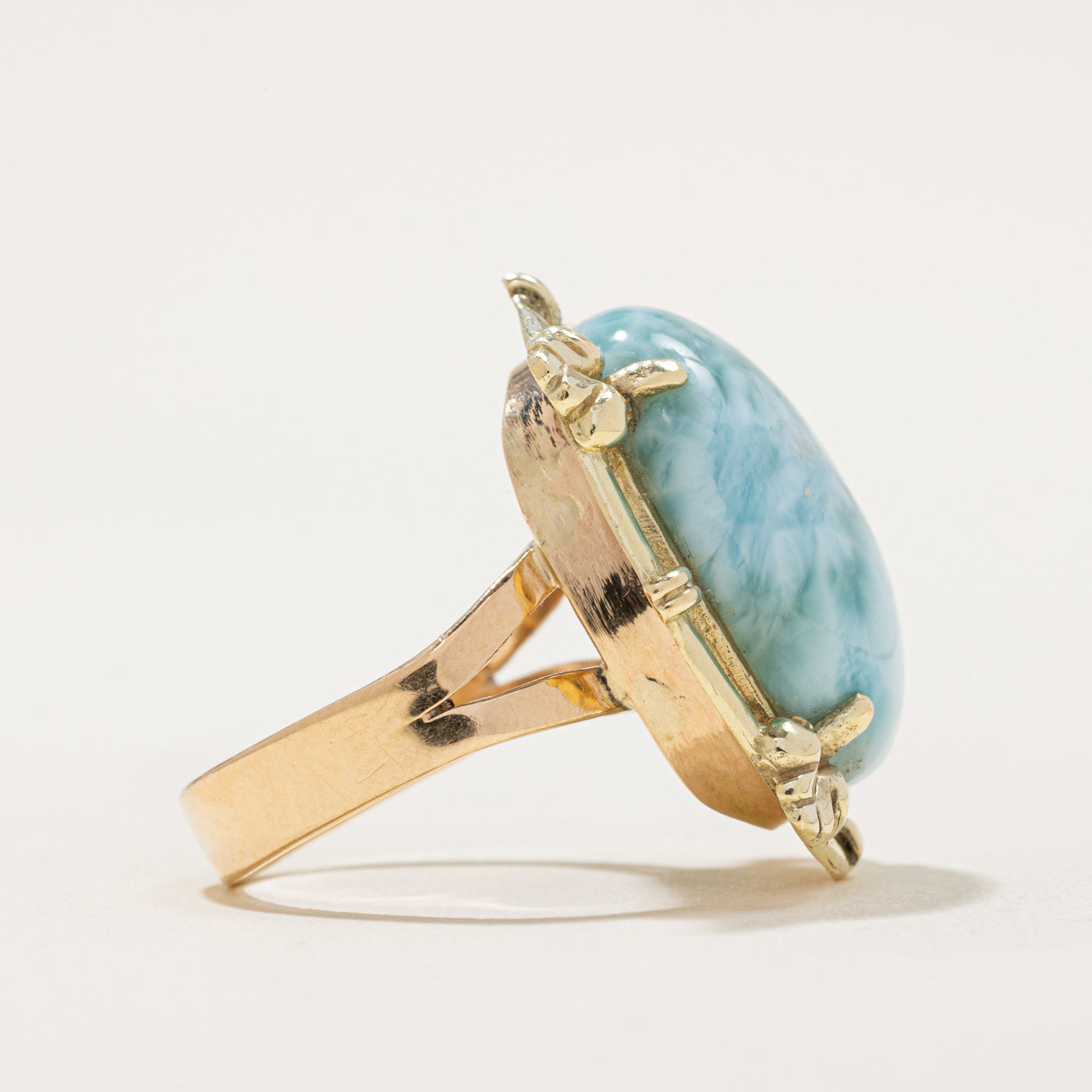 Larimar Cocktail Ring - 22.00ct Genuine Stone - Size 10.25 - Handmade Silver Jewelry for Women - Perfect for Parties, Weddings & Special Occasions