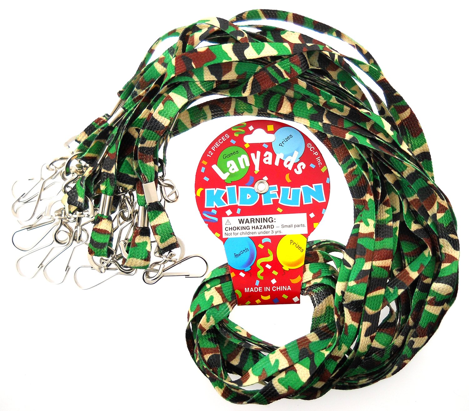 12-Pack Camo Lanyards for Kids - Fun School & Event ID Holders