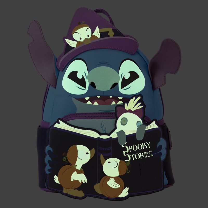 Disney Stitch Exclusive Spooky Stories Halloween Glow Mini Backpack for Kids - Cute Light Up Backpack for Trick or Treating, Cosplay & Disney Fans