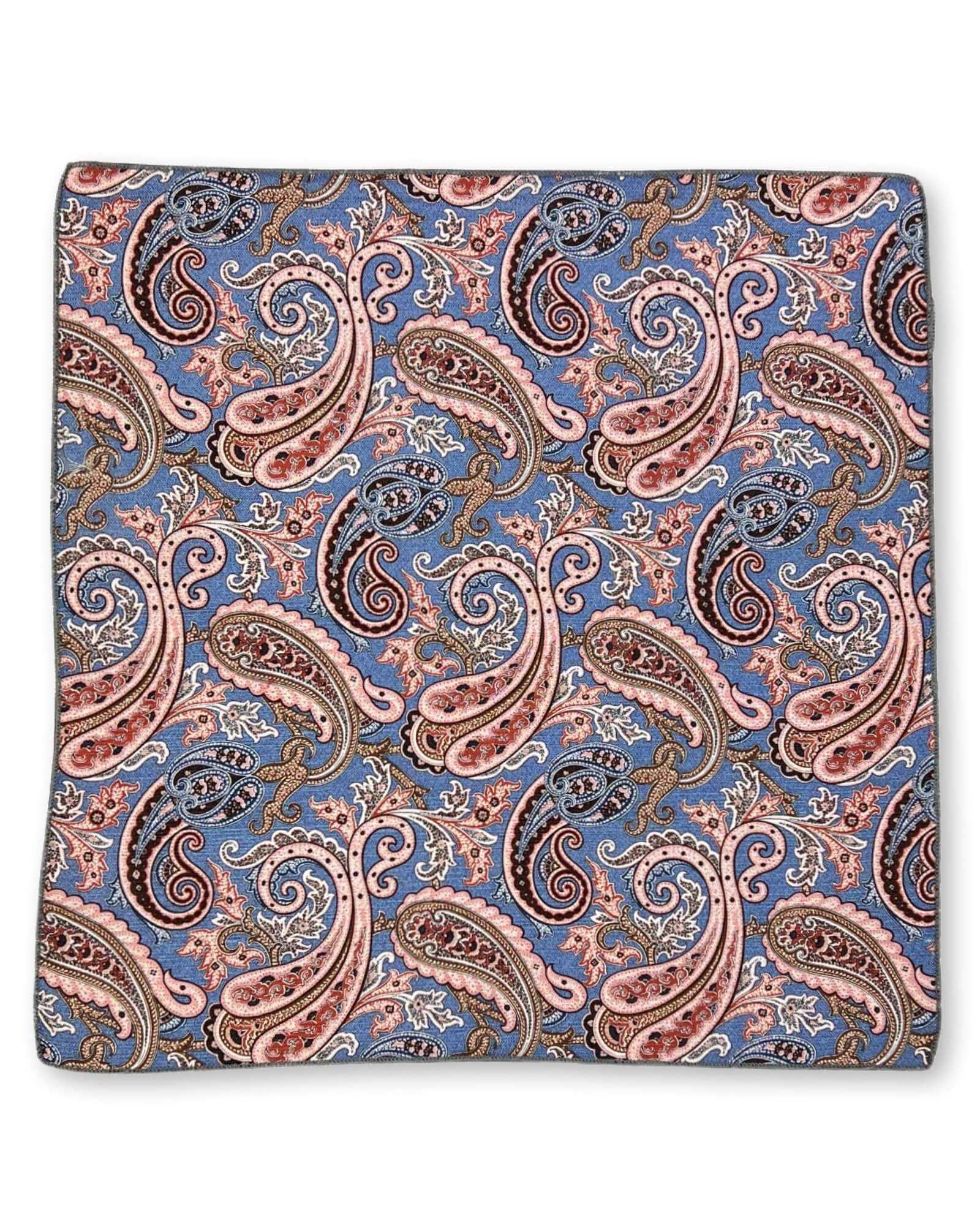 DÉCLIC Alba Paisley Handkerchief - Stylish Blue Floral Print Bandana for Women & Men | Perfect for Fashion Accessories, Vintage Outfits, Weddings and Special Occasions