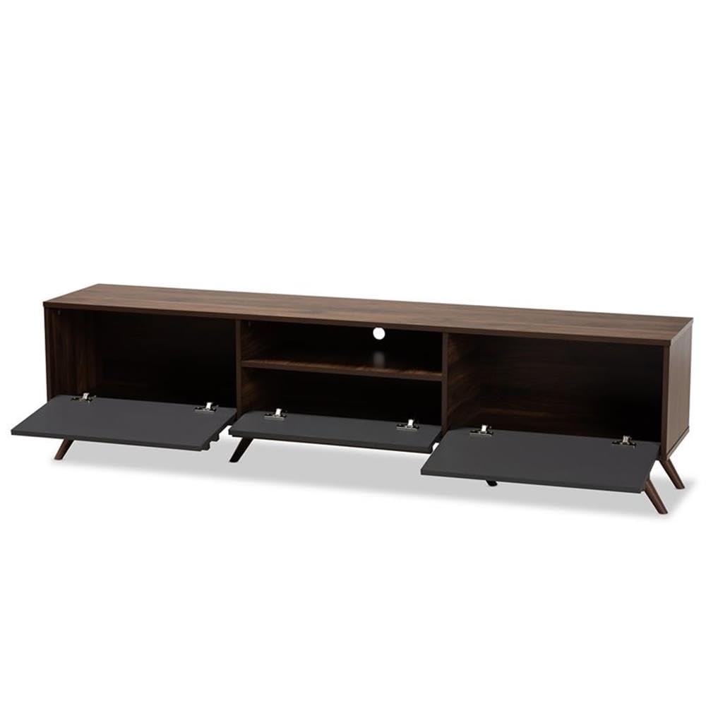 BOWERY HILL 60 Inch Wood TV Stand Entertainment Center Console - Modern Gray & Walnut Finish for Living Room, Bedroom, Home Theater Setup